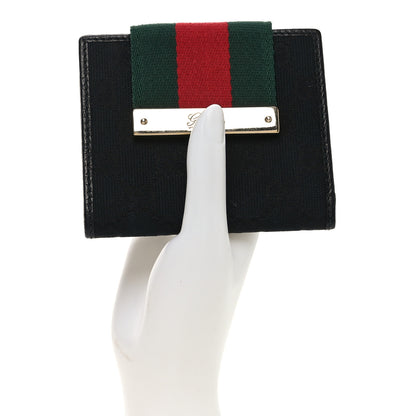 Gucci Monogram Web French Flap Wallet Black 2 of 6