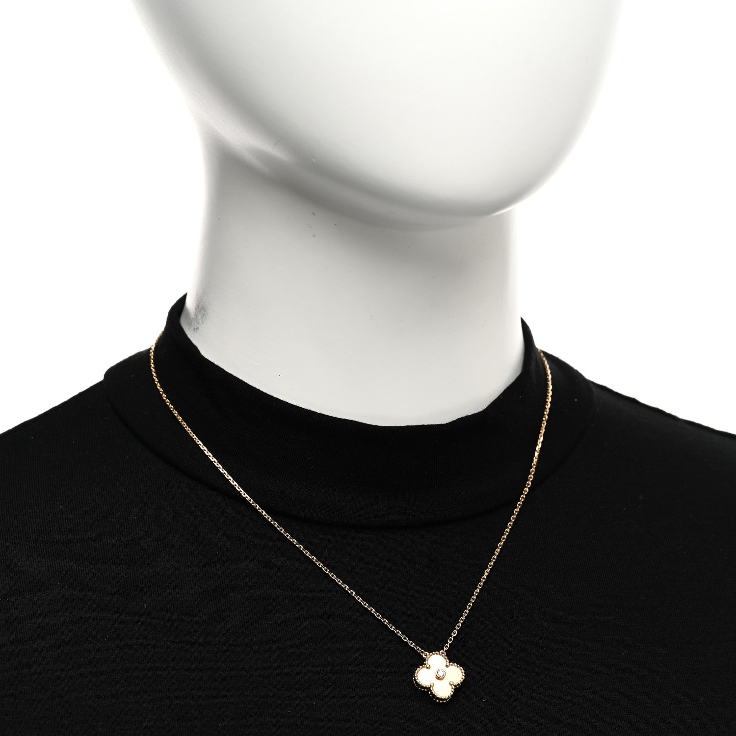 Van Cleef & Arpels 18K Yellow Gold Diamond Yellow Mother of Pearl Vintage Alhambra Pendant Necklace 2 of 4