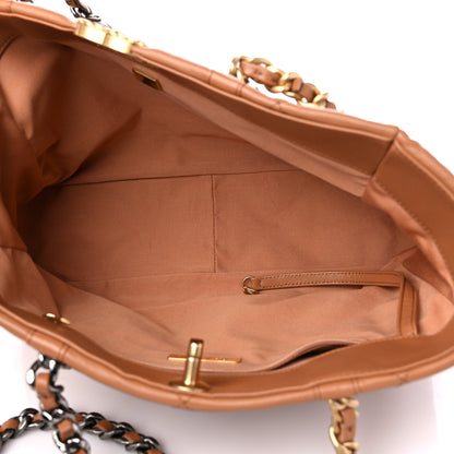 Chanel Lambskin Quilted Chanel 19 East West Shopping Bag Brown 5 of 12