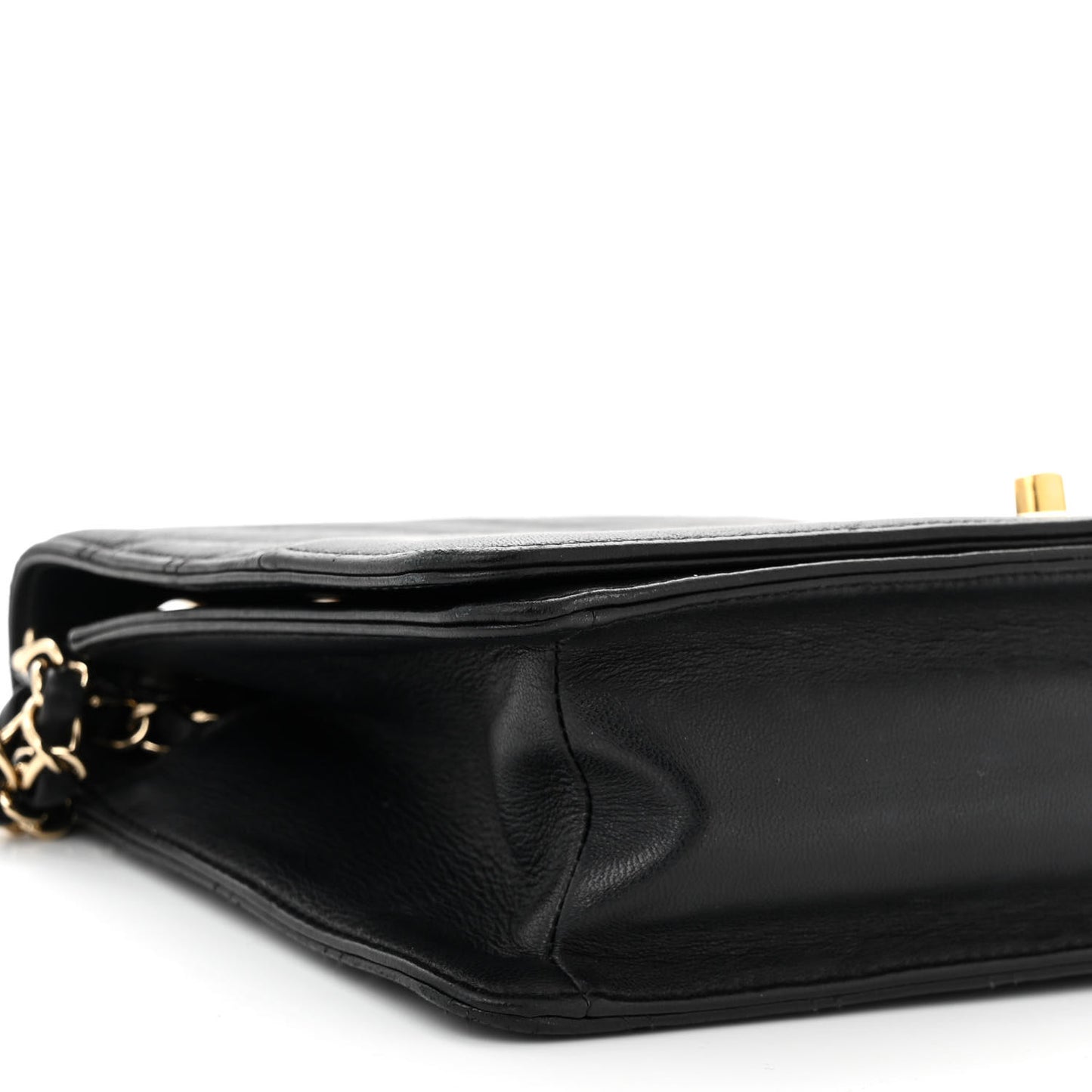 Calfskin Chevron Quilted Flap Black