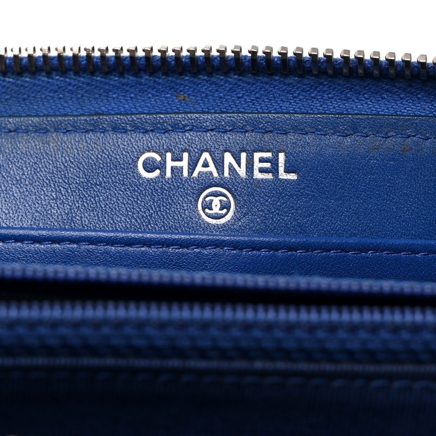 Chanel Patent Calfskin Quilted Large Gusset Zip Around Wallet Blue 6 of 10