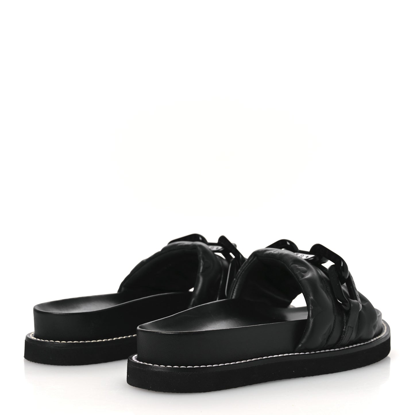 Calfskin Embossed Monogram Sunset Flat Comfort Mule 38.5 Black
