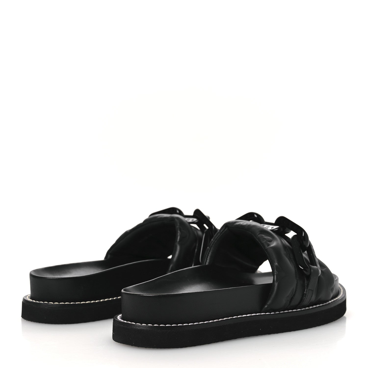 Louis Vuitton Calfskin Embossed Monogram Sunset Flat Comfort Mule 38.5 Black 5 of 11