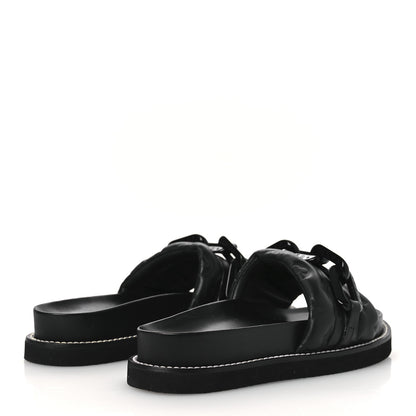 Louis Vuitton Calfskin Embossed Monogram Sunset Flat Comfort Mule 38.5 Black 5 of 11