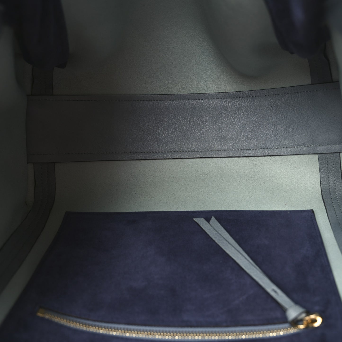 Smooth Calfskin Medium Milo Shopping Tote Cloudy Blue