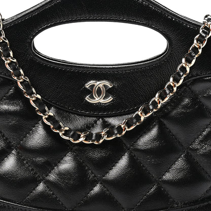 Chanel Shiny Crumpled Calfskin Quilted Nano 31 Shopping Bag Black 8 of 11