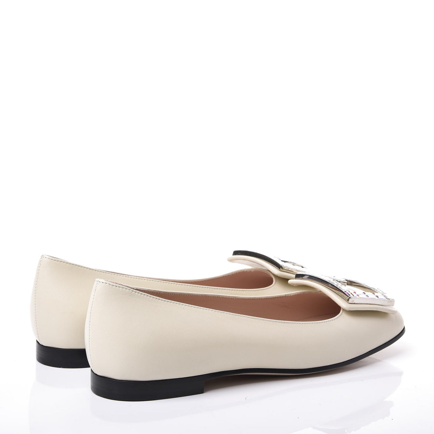 Malaga Kid Crystal Square G Madelyn Ballet Flats 36 Vintage White
