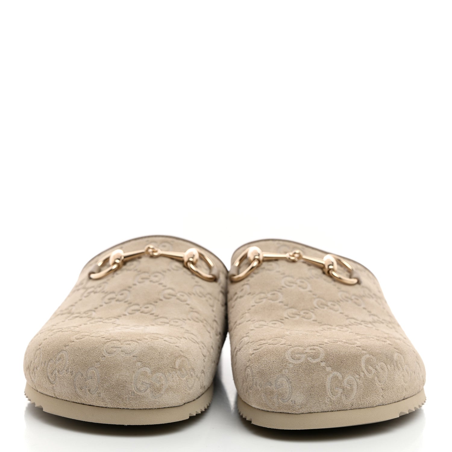 Gucci Suede Guccissima Womens Horsebit Slippers 40 Oatmeal 2 of 8