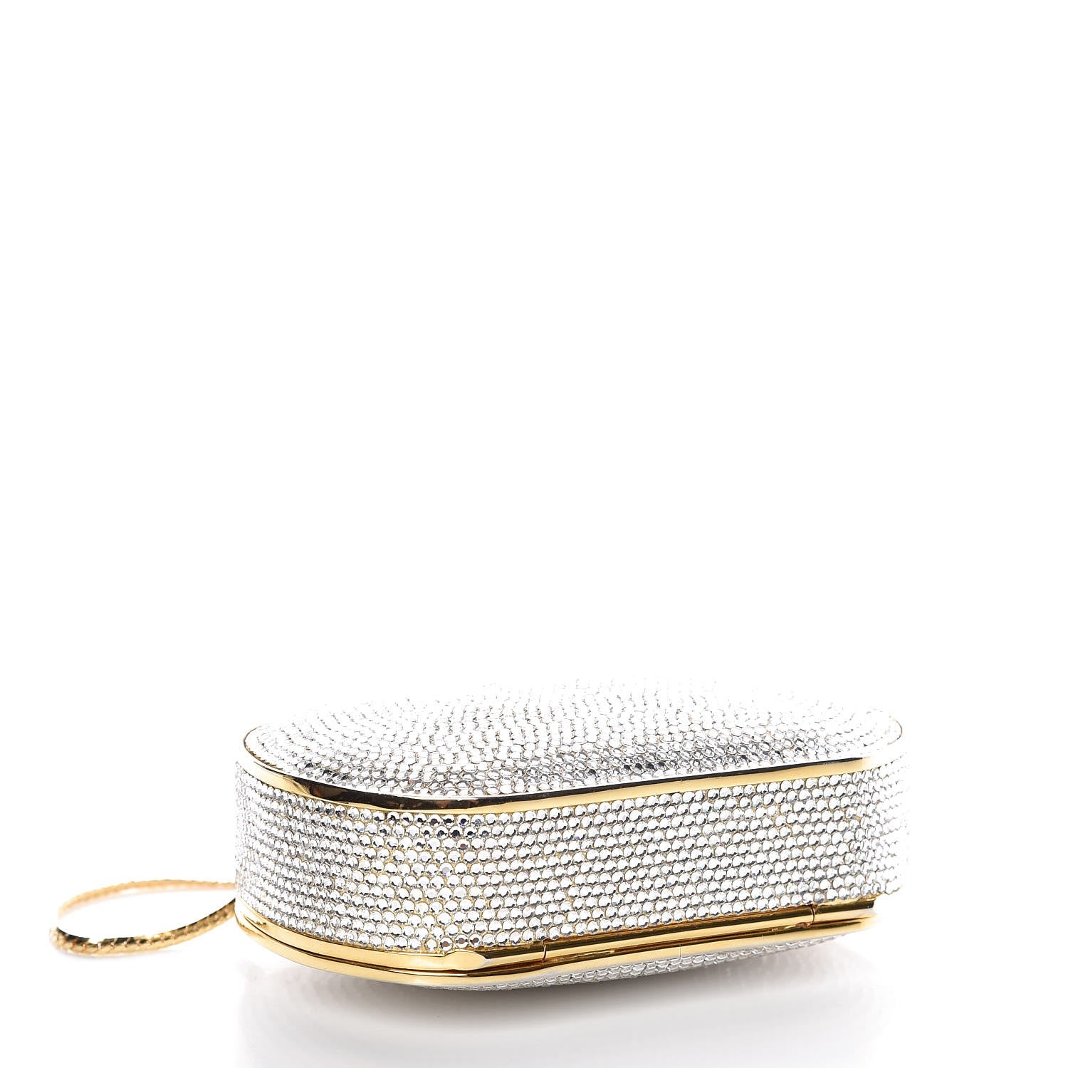 Judith Leiber Swarovski Crystal Minaudière Clutch Silver Gold 6 of 8