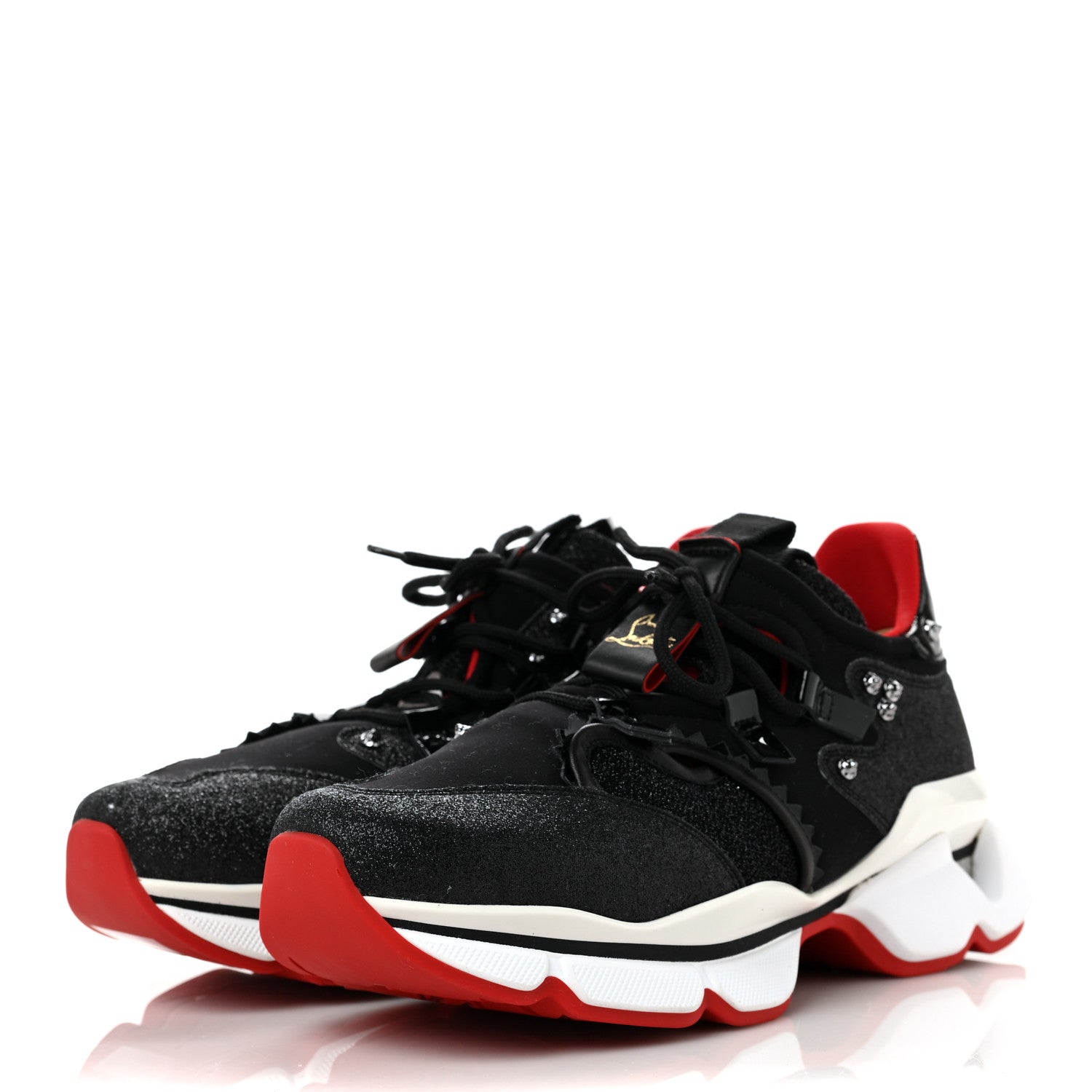 Christian Louboutin Glitter Donna Red Runner Flat Sneaker 39.5 Black 3 of 8