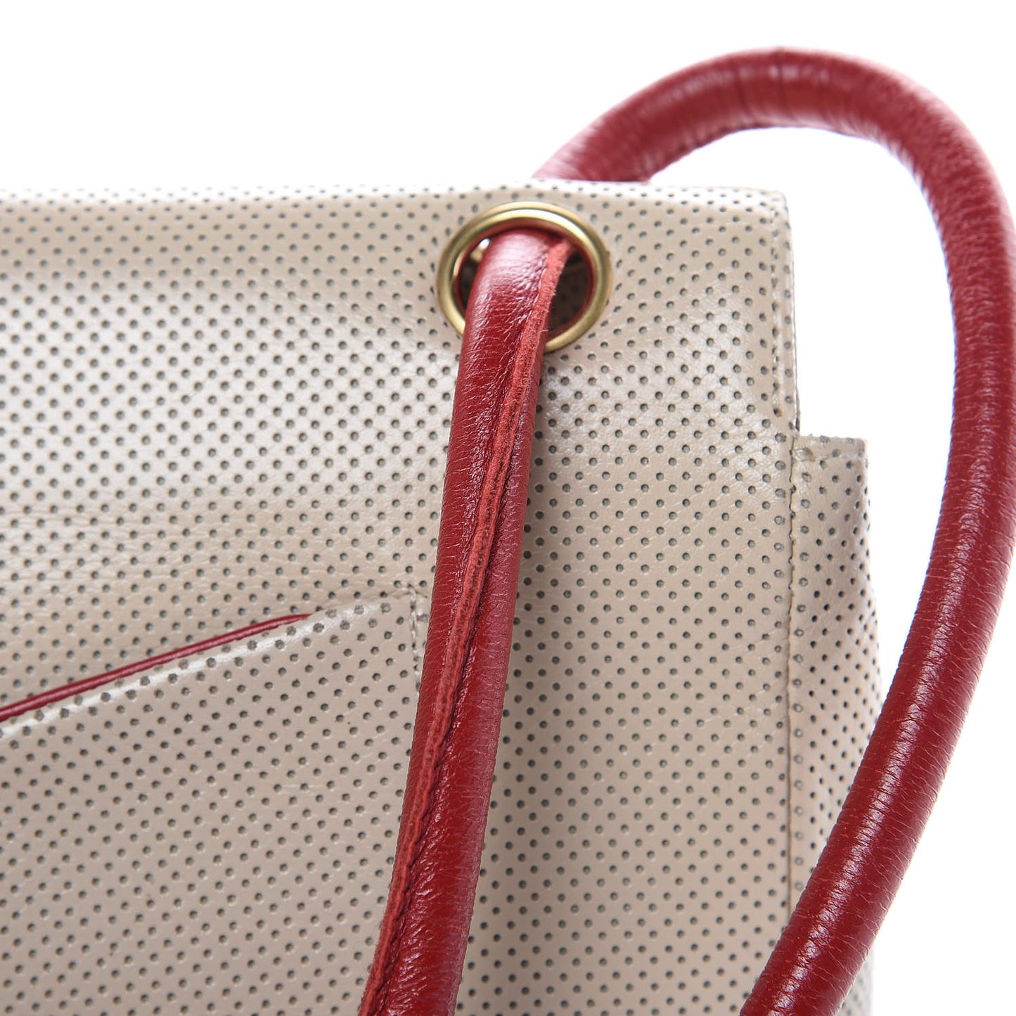Lambskin Perforated Medium Single Flap Bag Red Beige