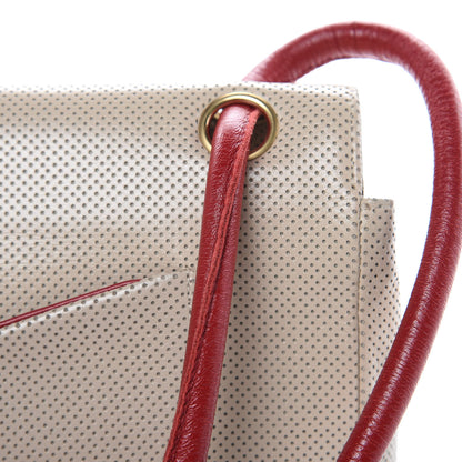 Chanel Lambskin Perforated Medium Single Flap Bag Red Beige 11 of 14