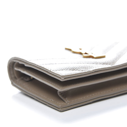 Saint Laurent Grain De Poudre Matelasse Chevron Cassandre Card Case Fog 8 of 10