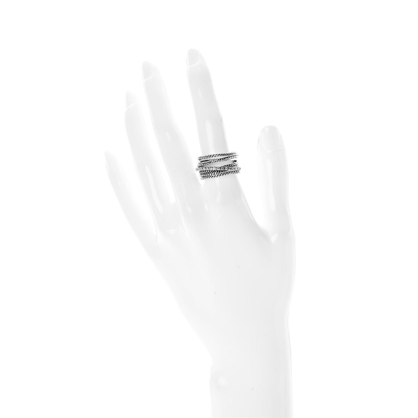 Sterling Silver Diamond 12mm Wide Crossover Cable Ring 54 6.75