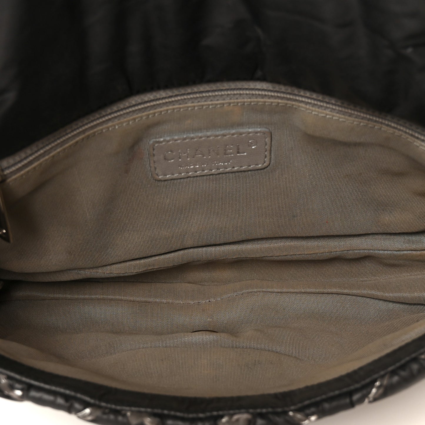 Nylon Quilted Tweed Stitch Medium Bubble Flap Black Black