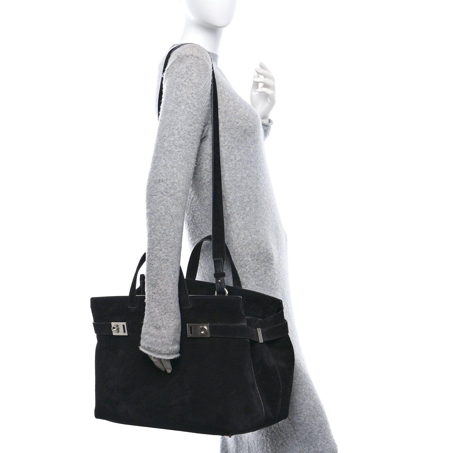 Salvatore Ferragamo Suede Mens Wanda Tote Bag Black 2 of 10