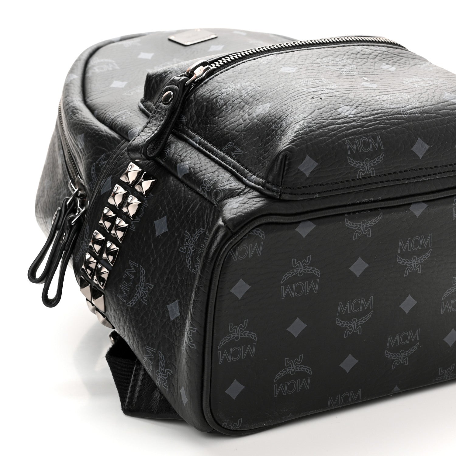 MCM Visetos Small Side Stud Stark Backpack Black 9 of 11