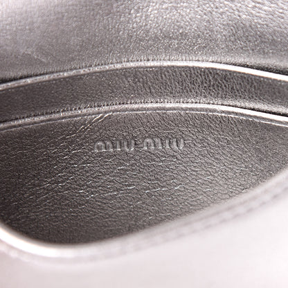 Miu Miu Nappa Matelasse Crystal Chain Card Holder Cromo 6 of 9
