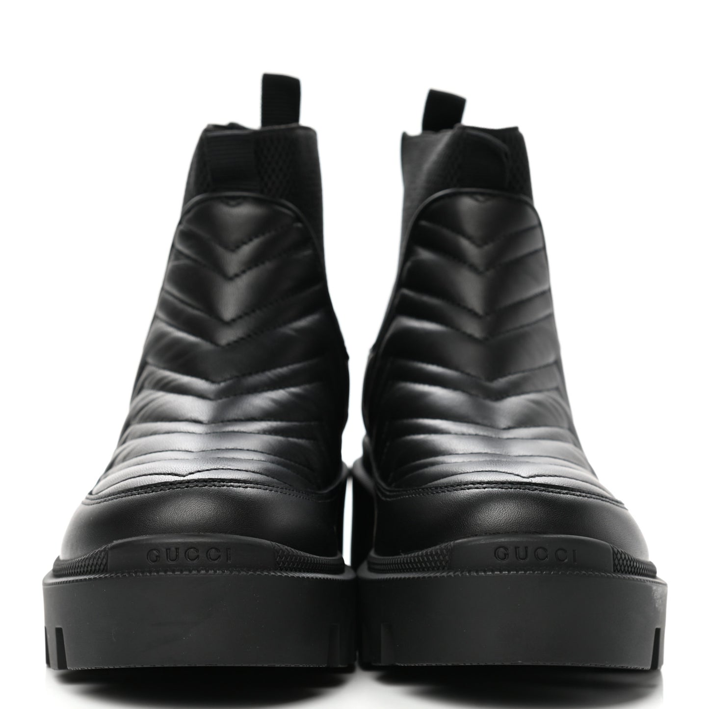 Calfskin Nappa Matelasse Frances Chelsea Boots 36.5 Black