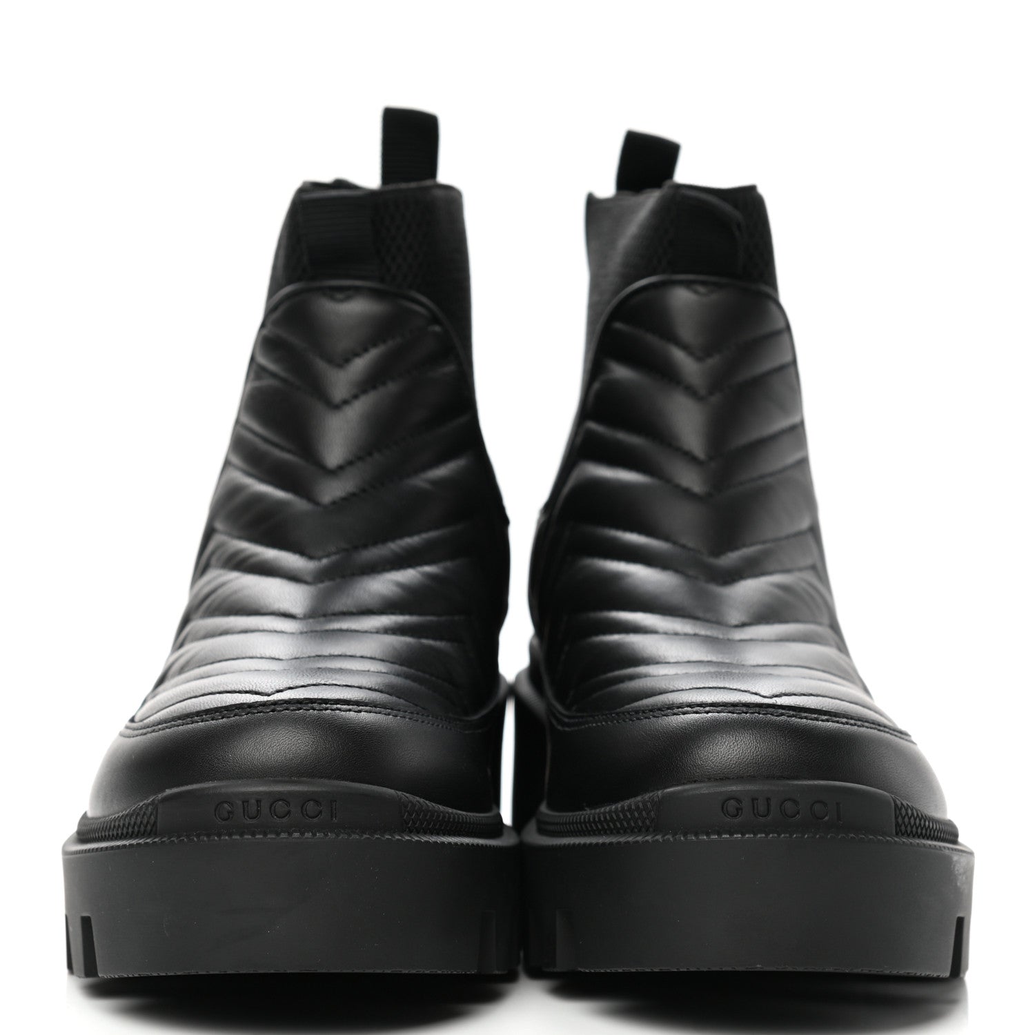 Gucci Calfskin Nappa Matelasse Frances Chelsea Boots 36.5 Black 2 of 9