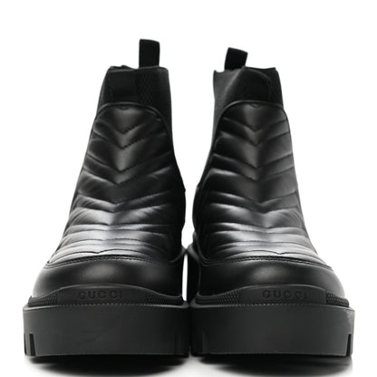 Gucci Calfskin Nappa Matelasse Frances Chelsea Boots 36.5 Black 2 of 9