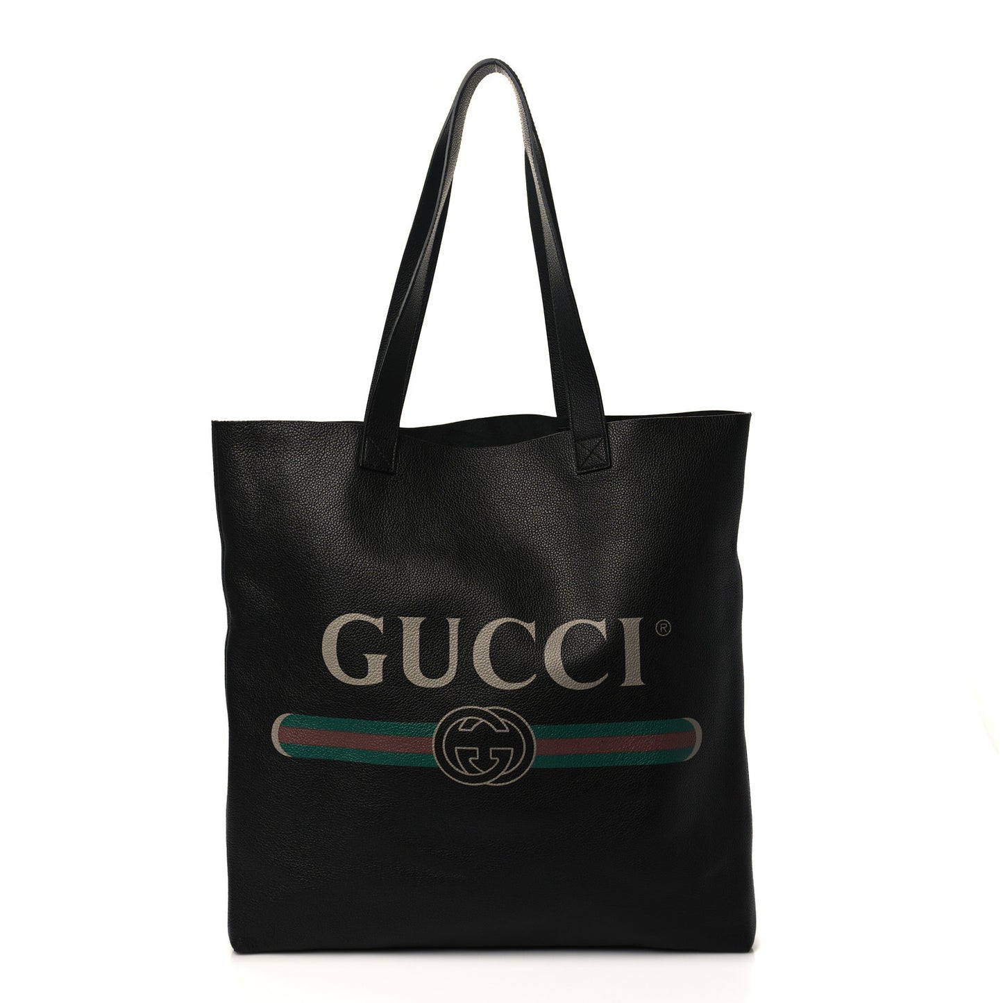 Calfskin Mens Logo Vertical Shopping Tote Black