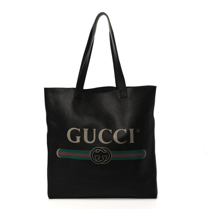 Gucci Calfskin Mens Logo Vertical Shopping Tote Black 1 of 9