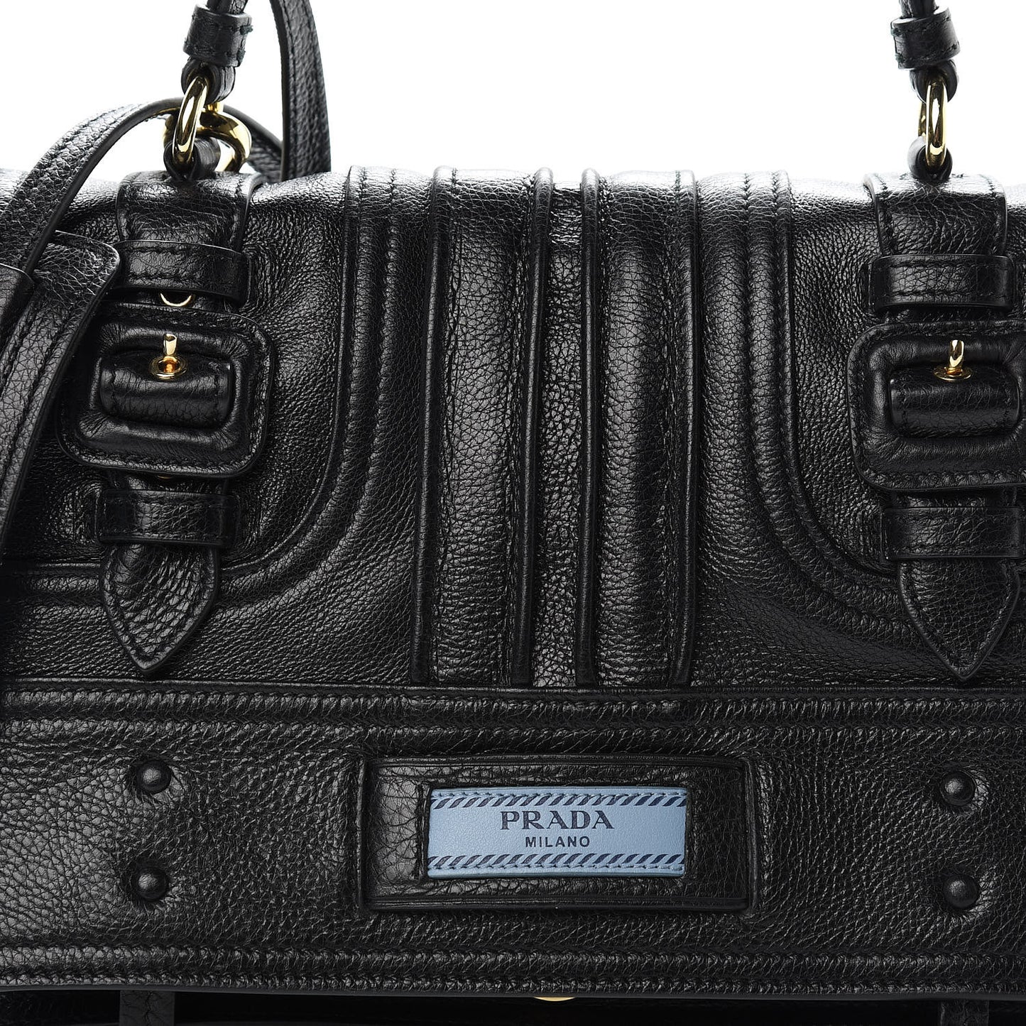 Glace Calfskin Etiquette Flap Shoulder Bag Black