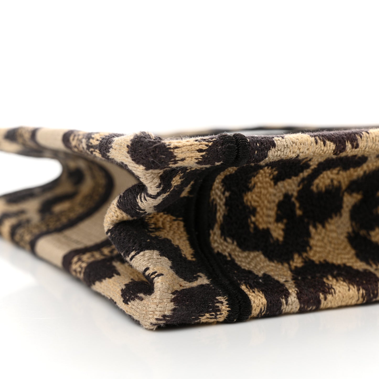 Canvas Mizza Embroidered Mini Leopard Book Tote Beige