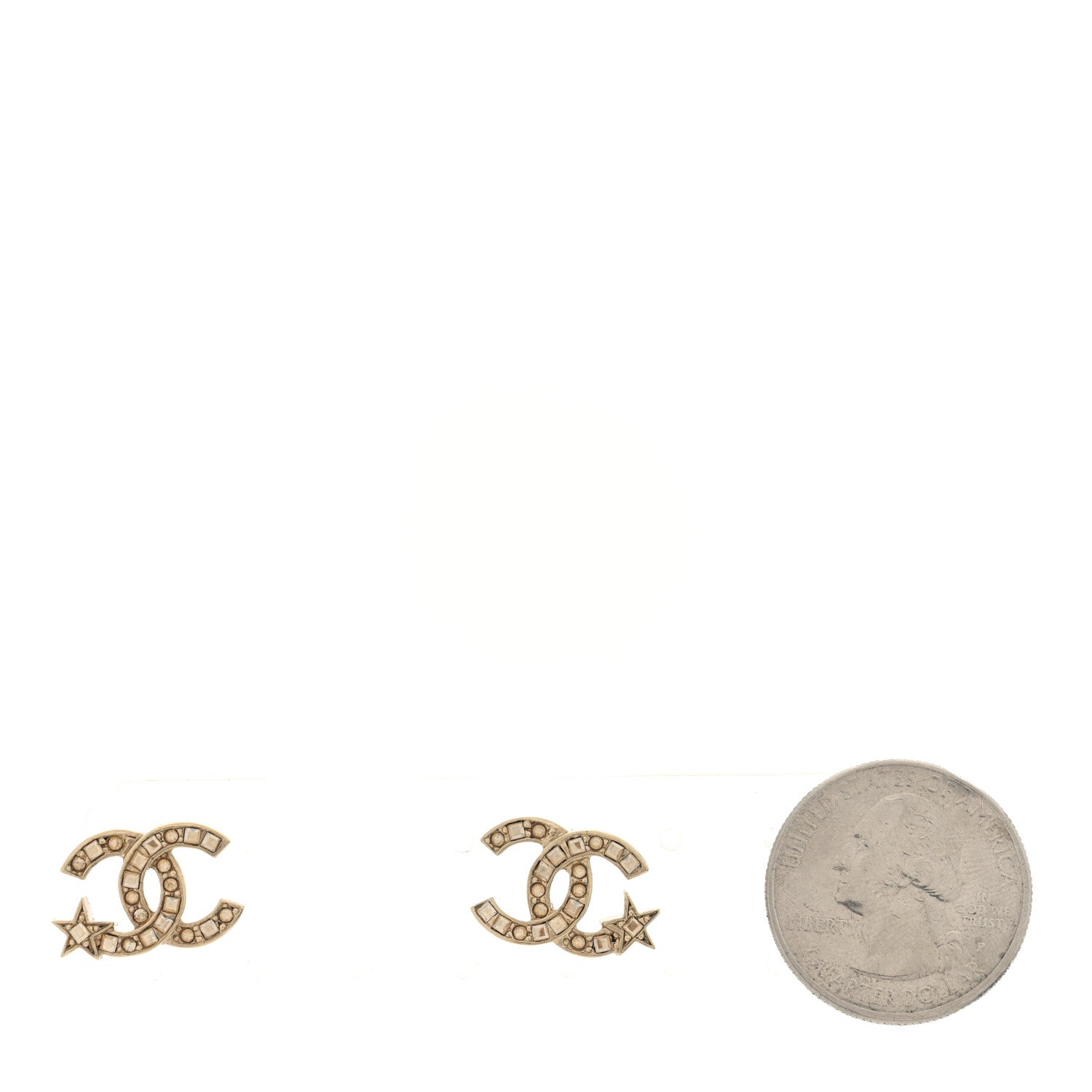 Chanel Crystal CC Starfall Earrings Gold 2 of 5