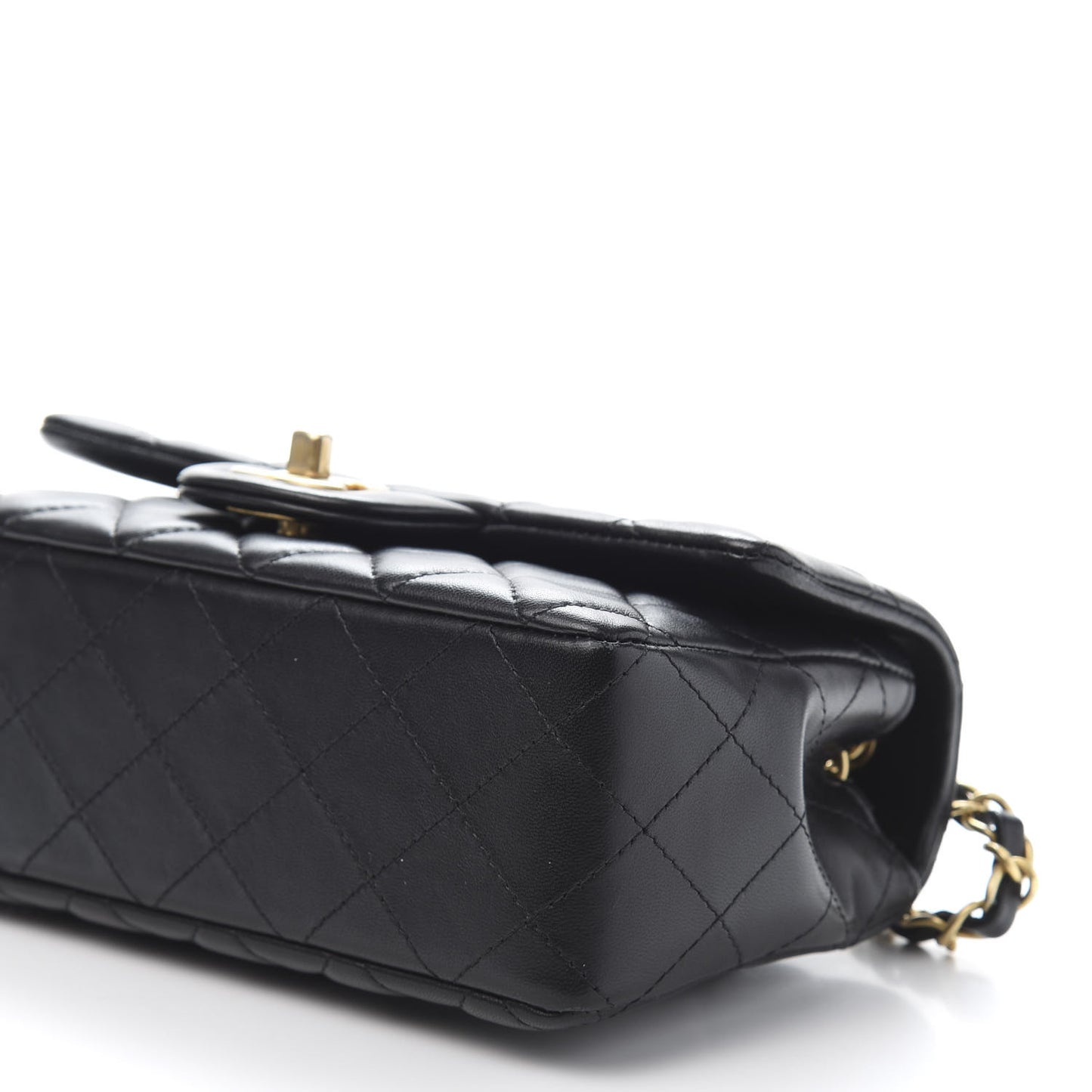 Lambskin Quilted Mini Rectangular Flap Black