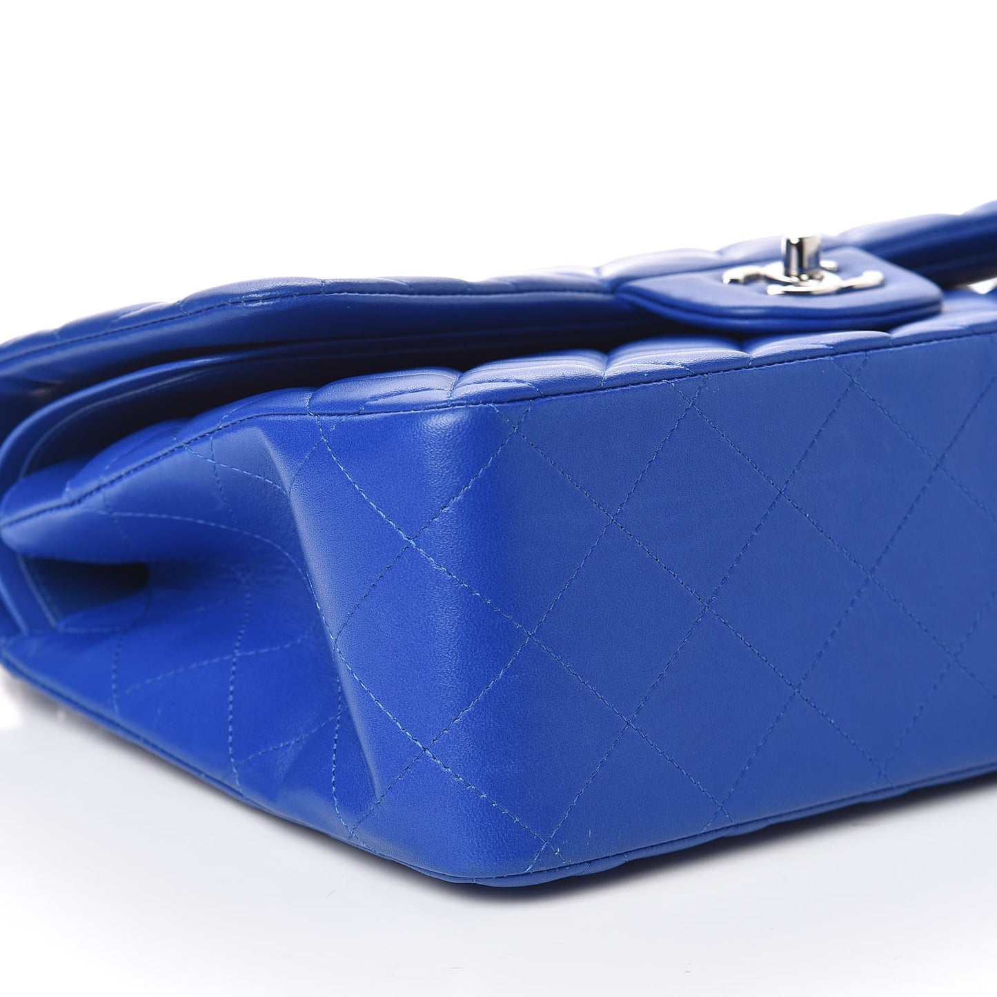 Lambskin Quilted Jumbo Double Flap Blue