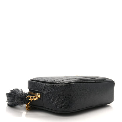 Saint Laurent Grain De Poudre Matelasse Monogram Mini Lou Camera Bag Black 4 of 12