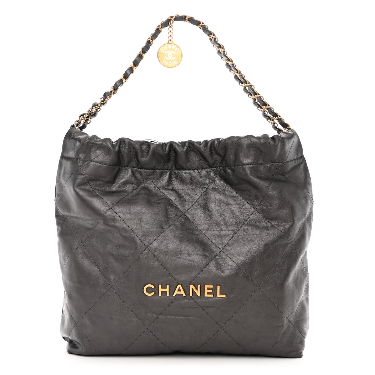Metallic Calfskin Quilted Chanel 22 Ruthenium