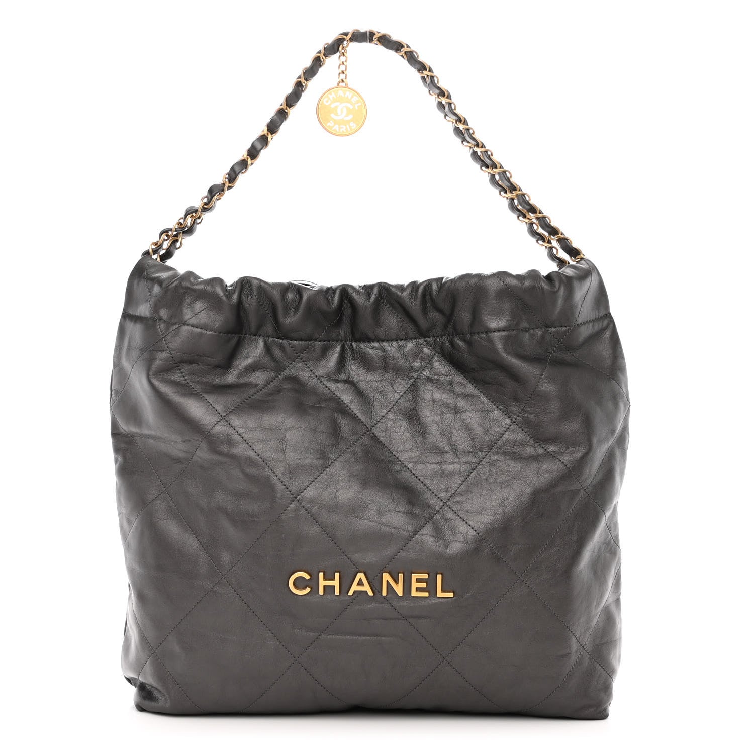 Chanel Metallic Calfskin Quilted Chanel 22 Ruthenium 3 of 12