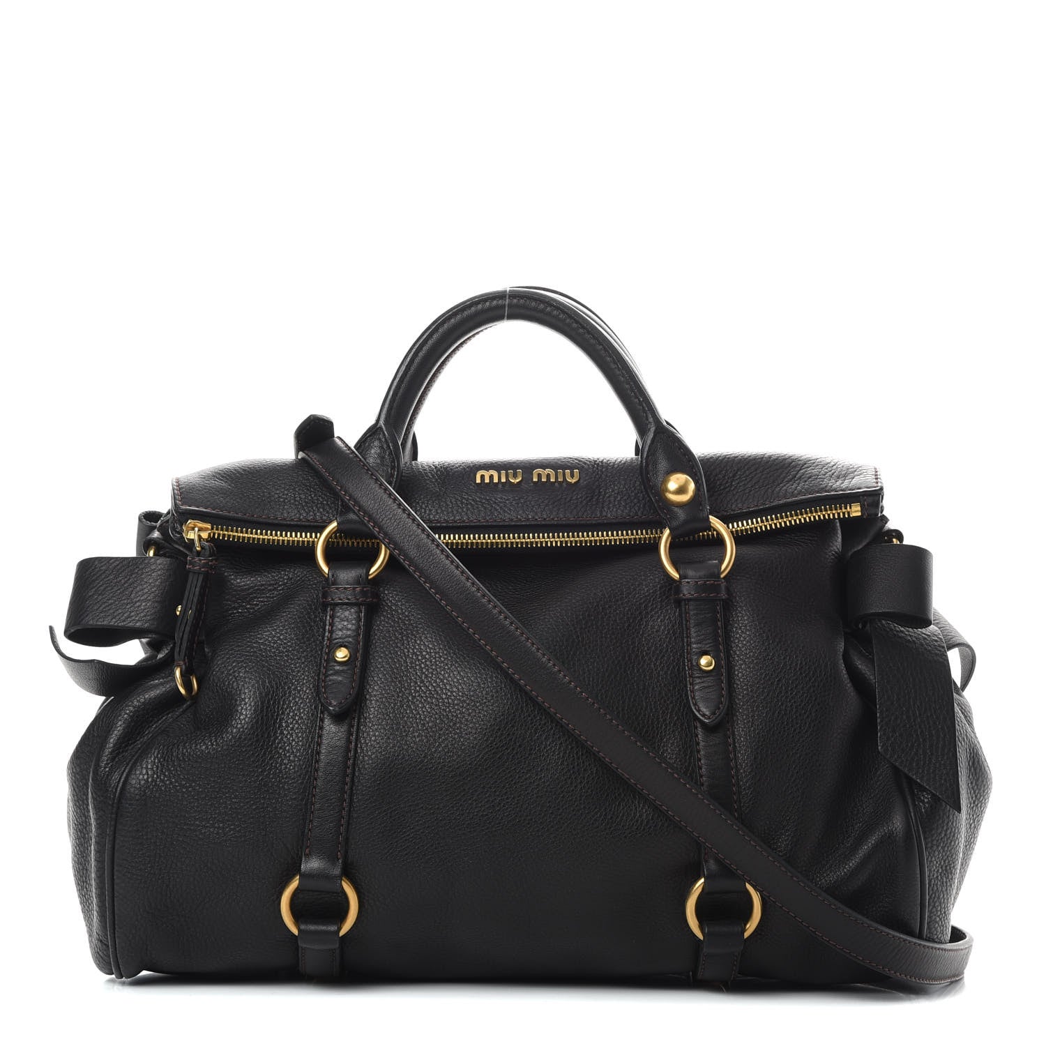 Miu Miu Vitello Medium Bow Bag Black 1 of 11