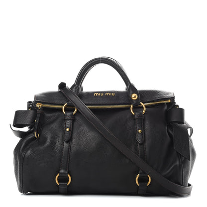 Miu Miu Vitello Medium Bow Bag Black 1 of 11
