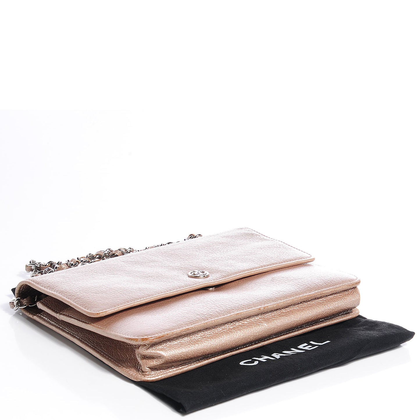 Metallic Goatskin Wallet On Chain WOC Gold