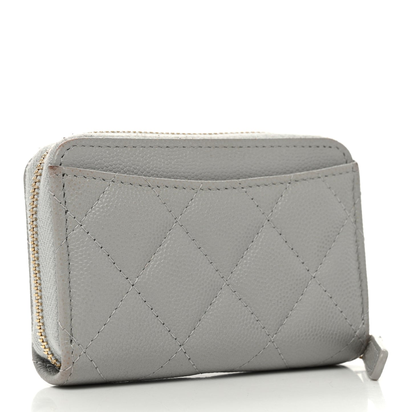 Caviar Quilted Zip Coin Purse Grey