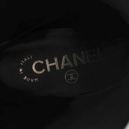 Chanel Calfskin Quilted Knee High CC Boots 37 Black 8 of 9