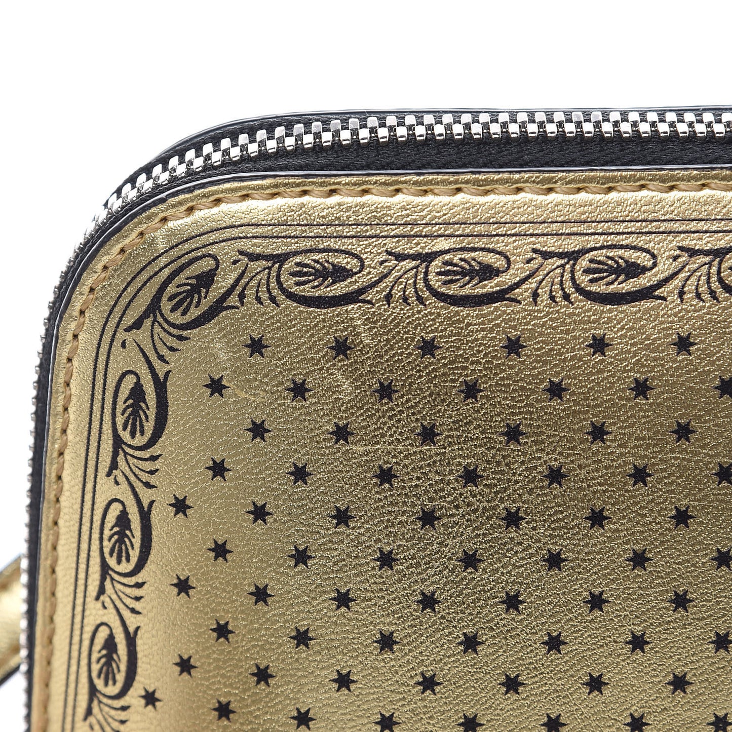 X SEGA Calfskin GUCCY Stars Mini Dome Shoulder Bag Gold