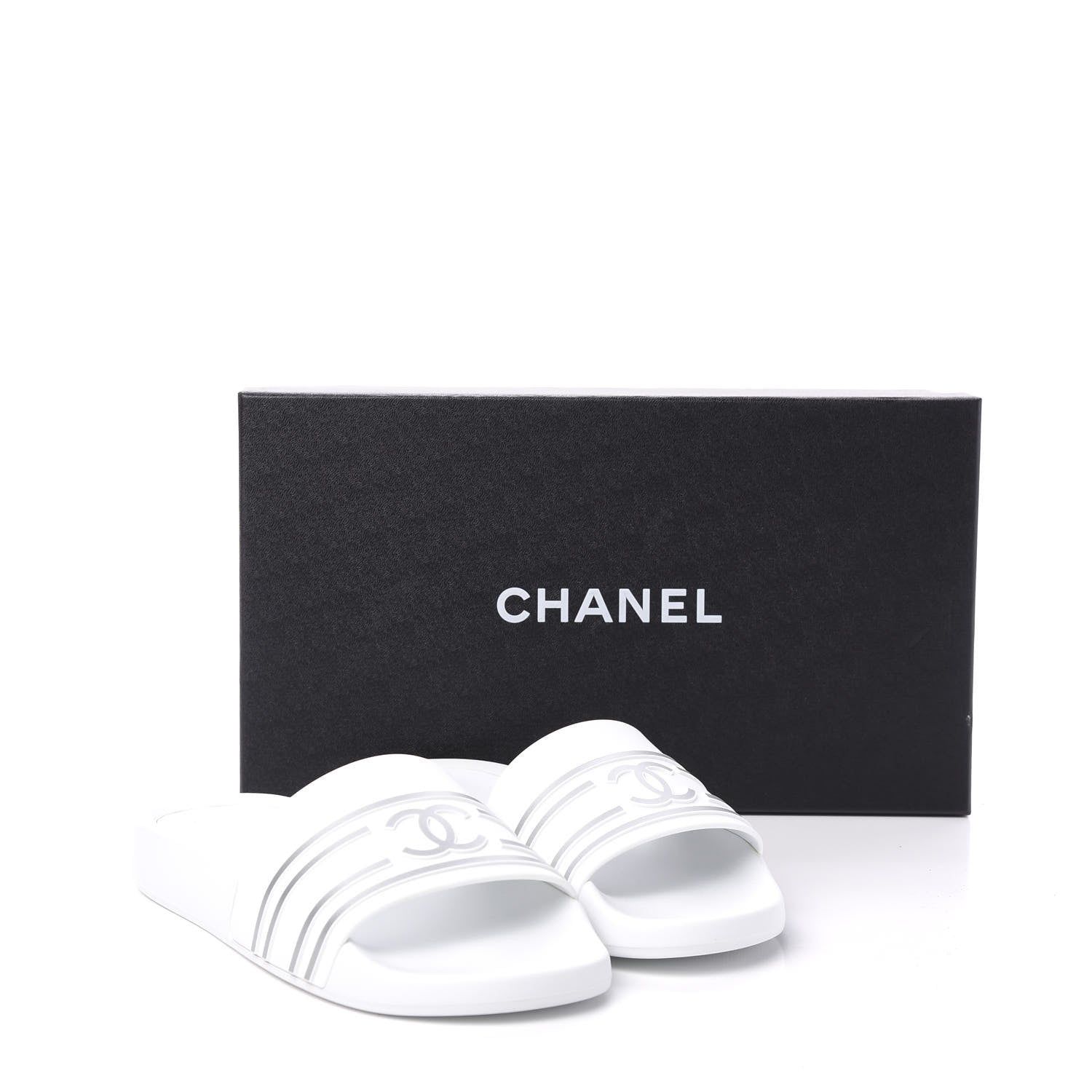 Chanel PVC CC Mules Sandals 38 White Grey 9 of 9