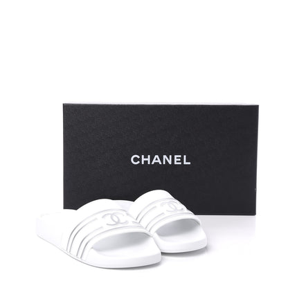 Chanel PVC CC Mules Sandals 38 White Grey 9 of 9