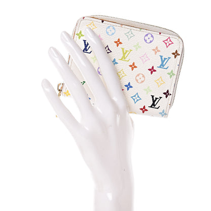 Louis Vuitton Monogram Multicolor Zippy Coin Purse Wallet White Litchi 2 of 12