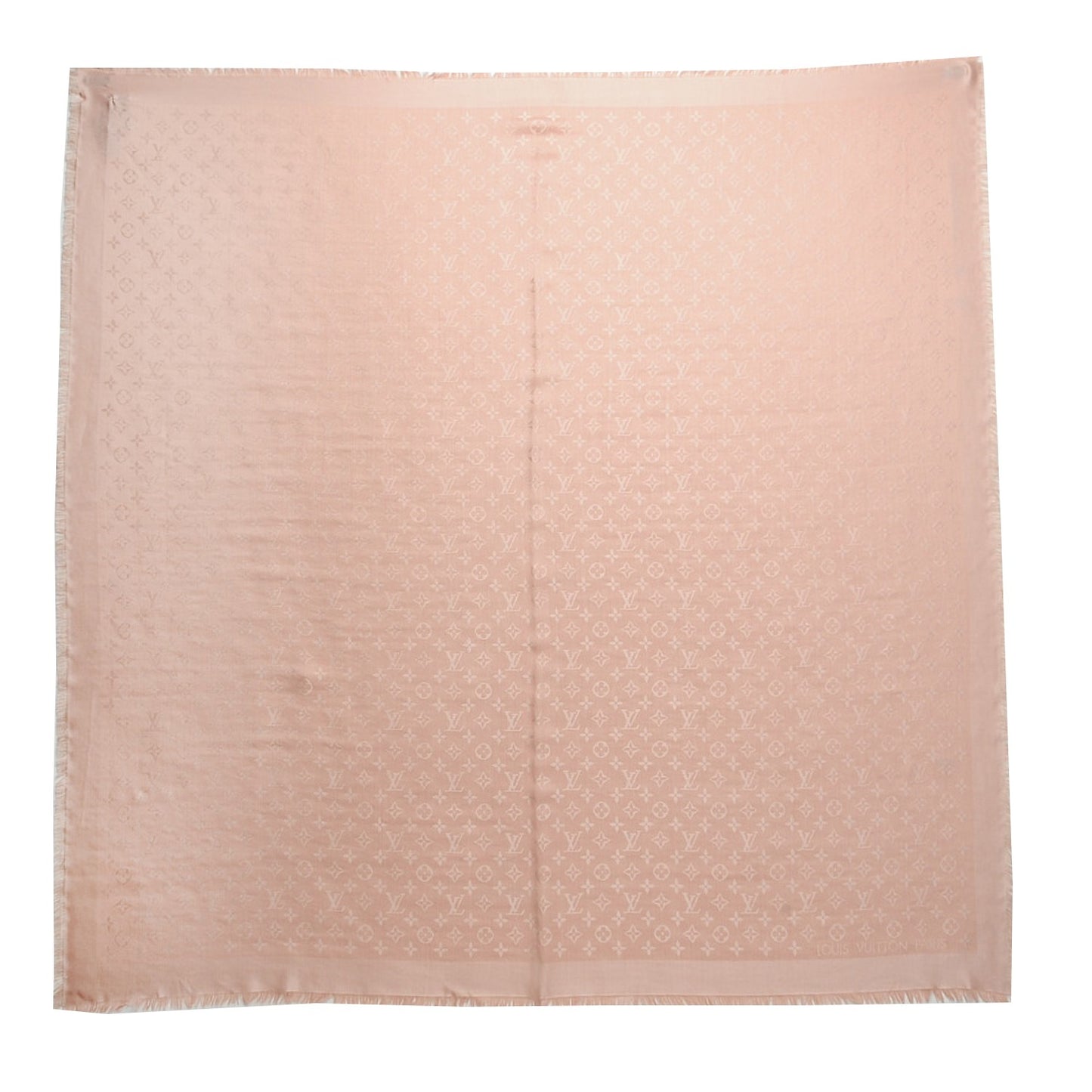 Silk Wool Monogram Shawl Nude