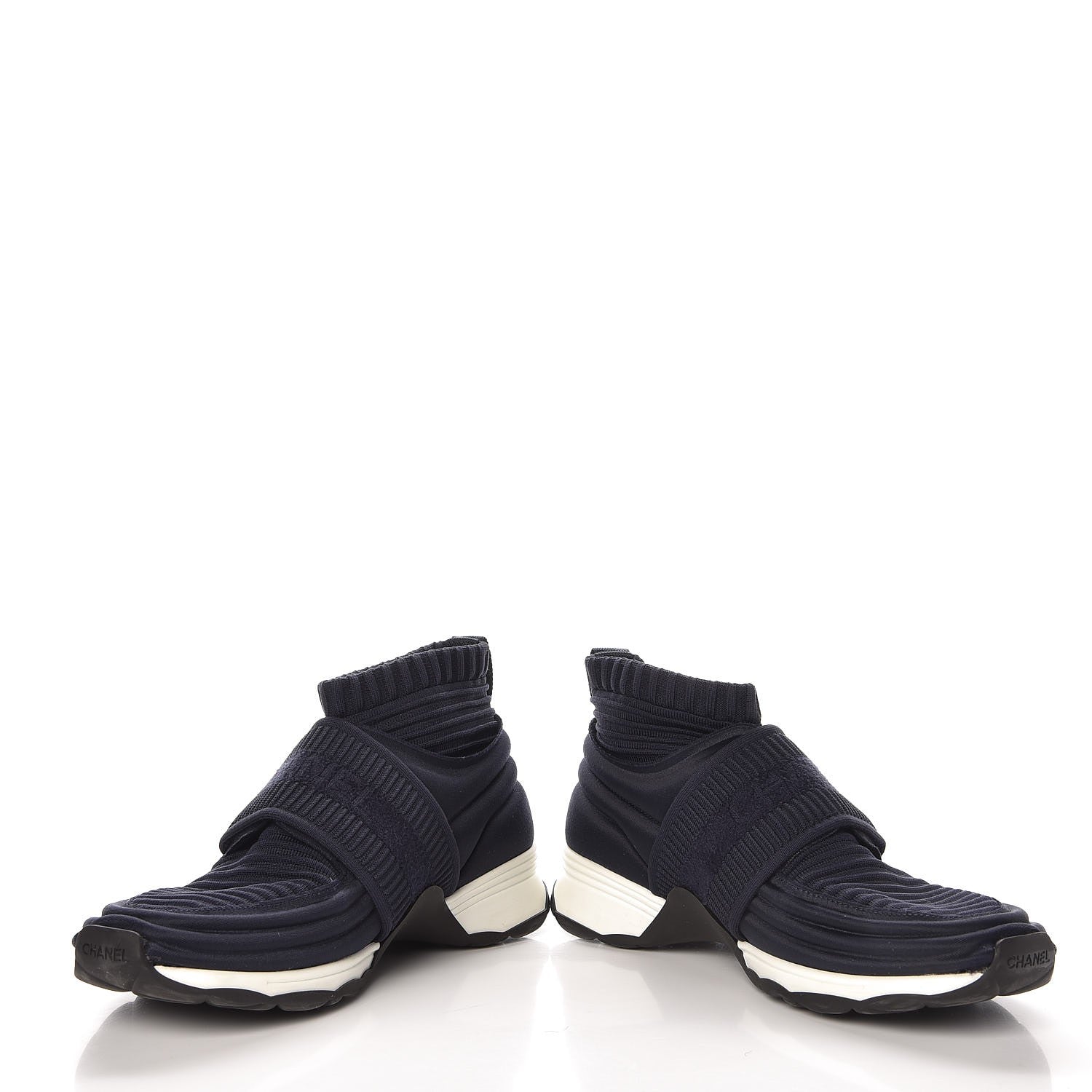 Chanel Stretch Fabric CC Sneakers 36.5 Blue 6 of 17