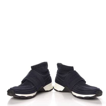 Chanel Stretch Fabric CC Sneakers 36.5 Blue 6 of 17