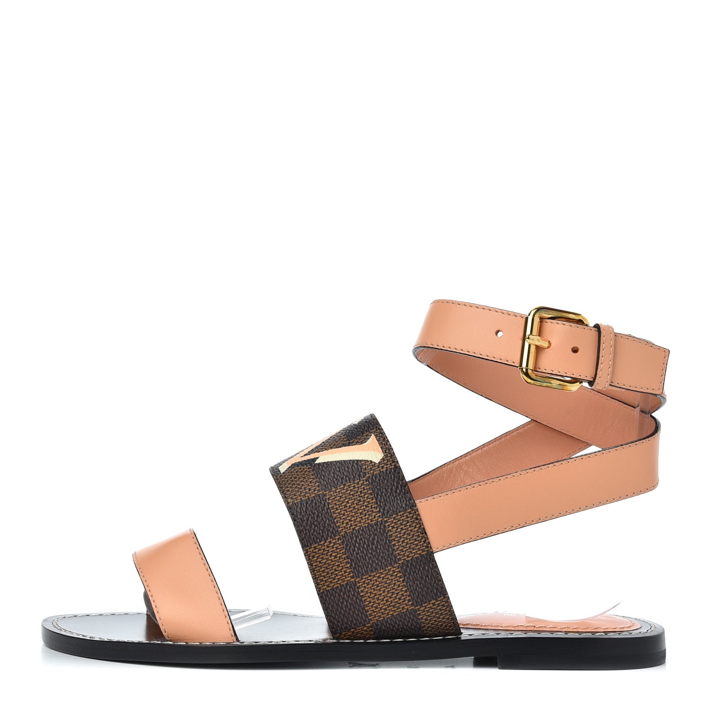 Calfskin Damier Ebene Passenger Flat Sandals 36 Venus Pink