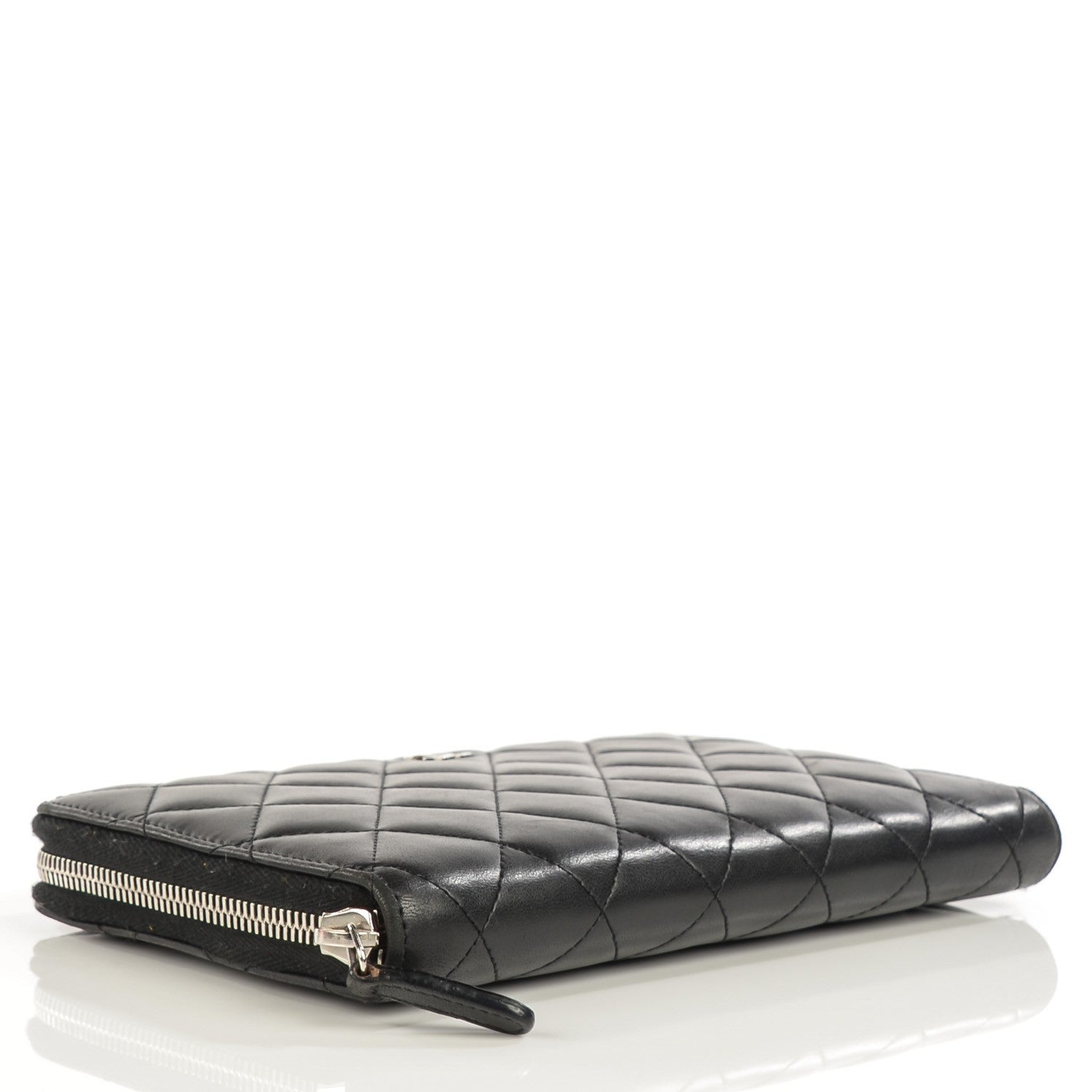 Chanel Lambskin Quilted Large Zip Around Organizer Wallet Black 4 of 8