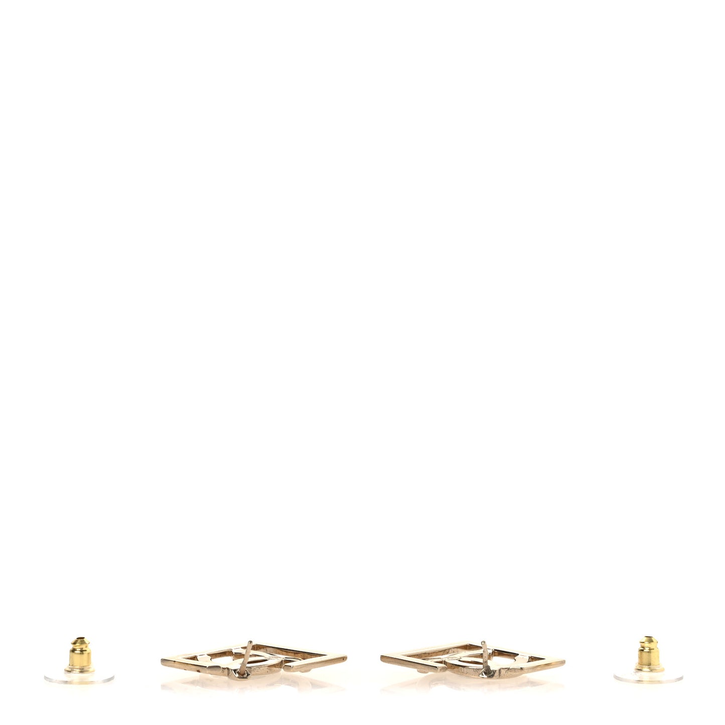 Metal Square Cutout CC Hoop Earrings Gold